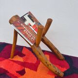 Brutalist style wooden magazine rack from the 1960s