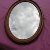 Wooden oval mirror