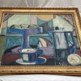 Oil painting on canvas signed dimensions: height -60cm- width -64 cm-