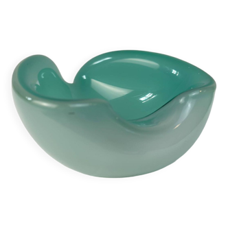 Vintage Murano Glass Dish - Turquoise and White - attributed to Archimede Seguso