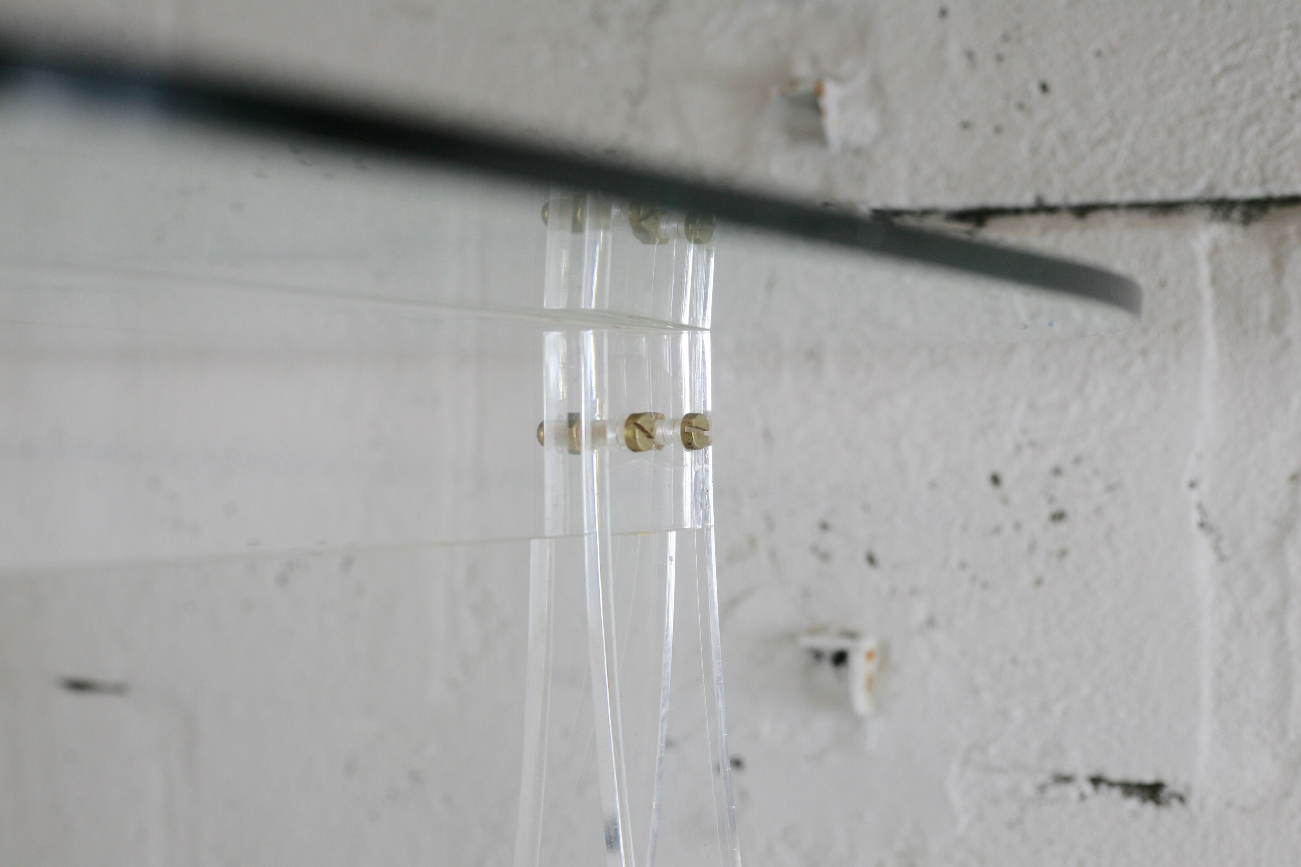 Office Plexiglas trestles, glass tray rounded edges, France, circa 1970
