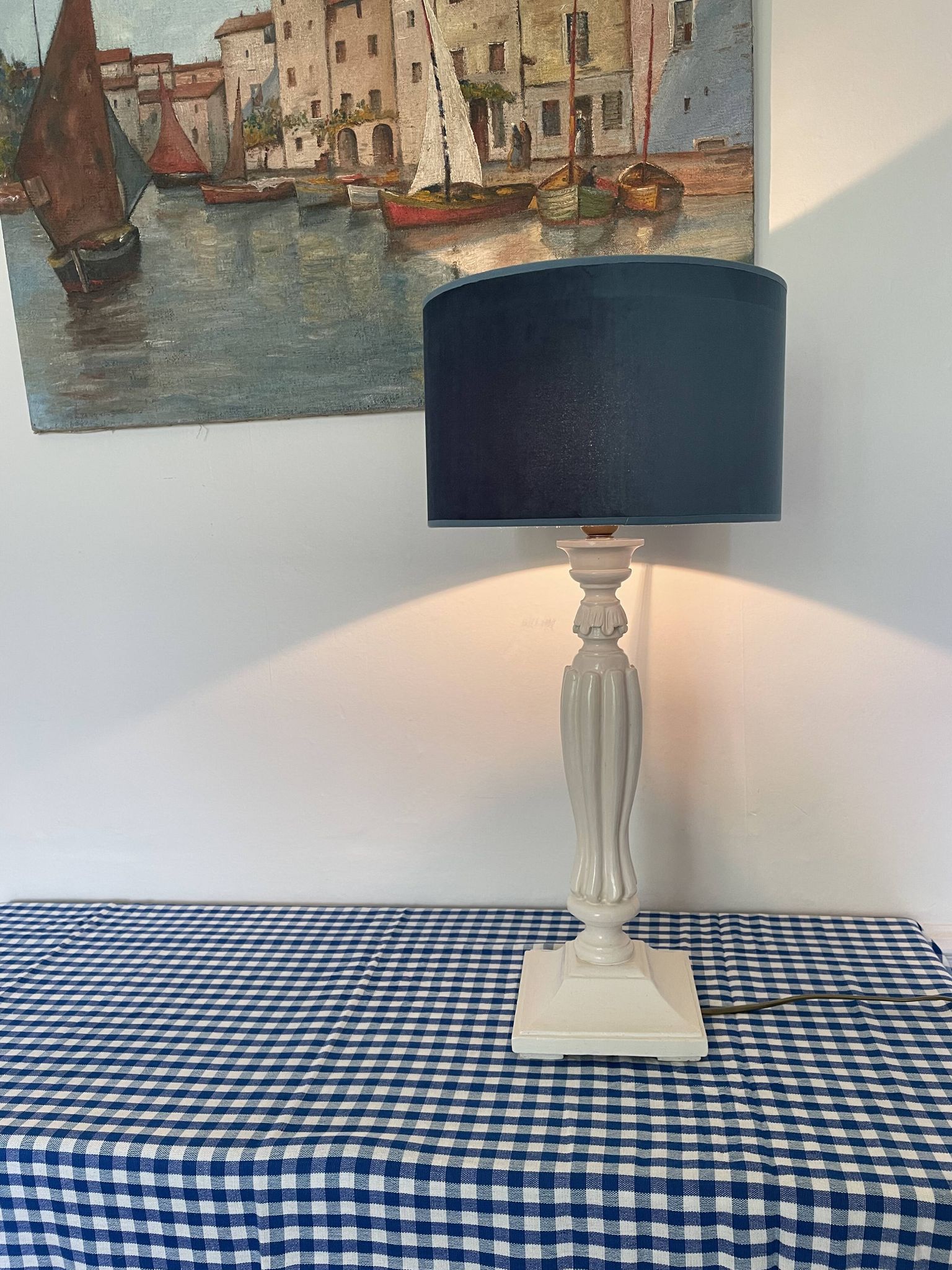 Lampe en bois sculpté Blanc d’Ivoire