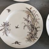6 porcelain dessert plates with gold medals, exp 1867 1978, birds