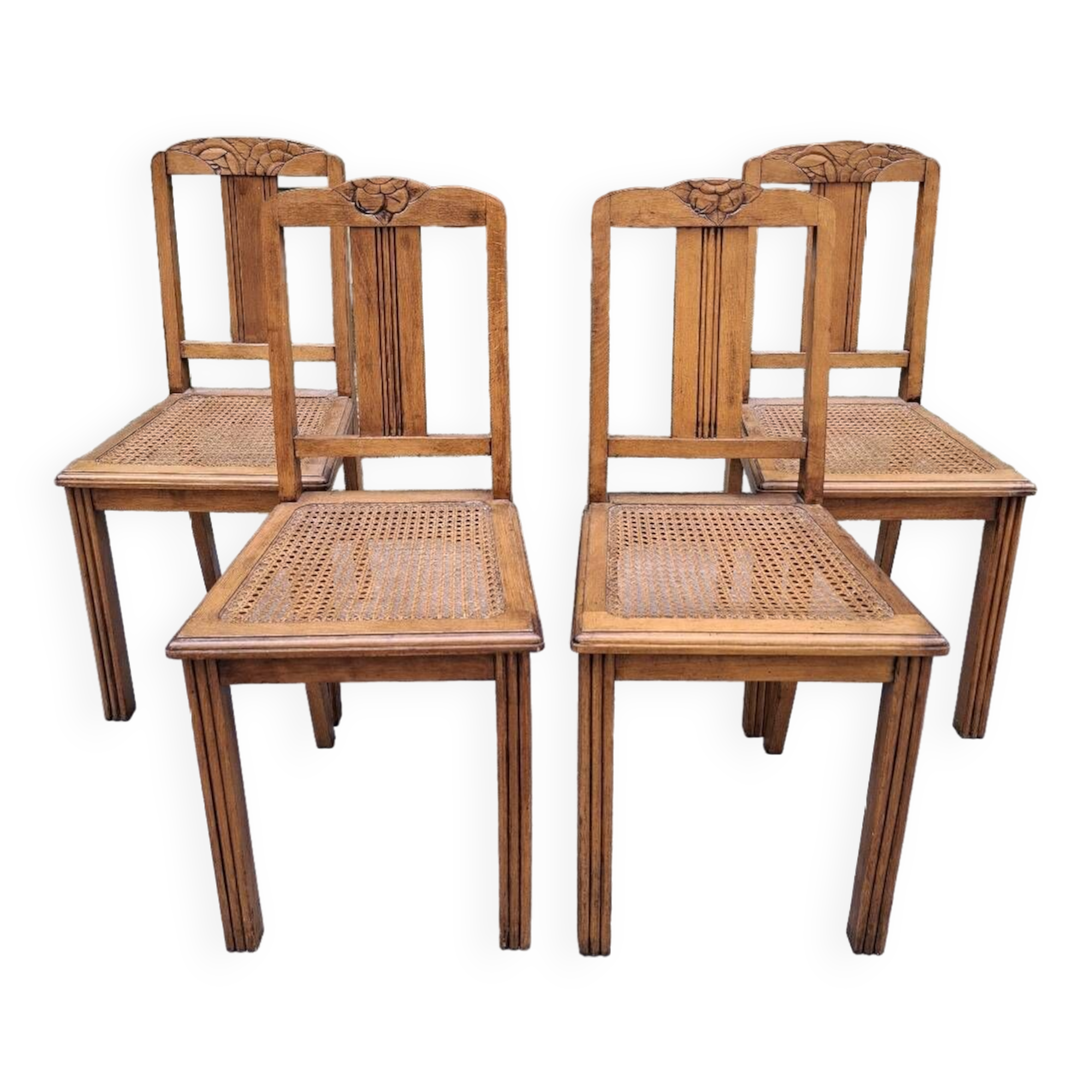 4 chaises cannées art deco