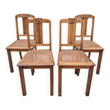 4 chaises cannées art deco