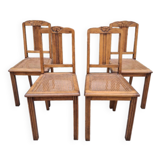 4 art deco cane chairs