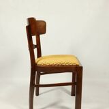 Chaise Art Déco des années 1940, chaise de cabinet Jacquard couleur or jaune tissu tapisserie d'ameublement géométrique Resto