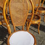 Lot 5 rattan chairs and canning 70s