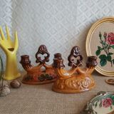 Pair of double barbotine candlesticks - vintage