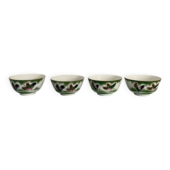 Set of 4 Chinese porcelain bowls, rooster patterns.