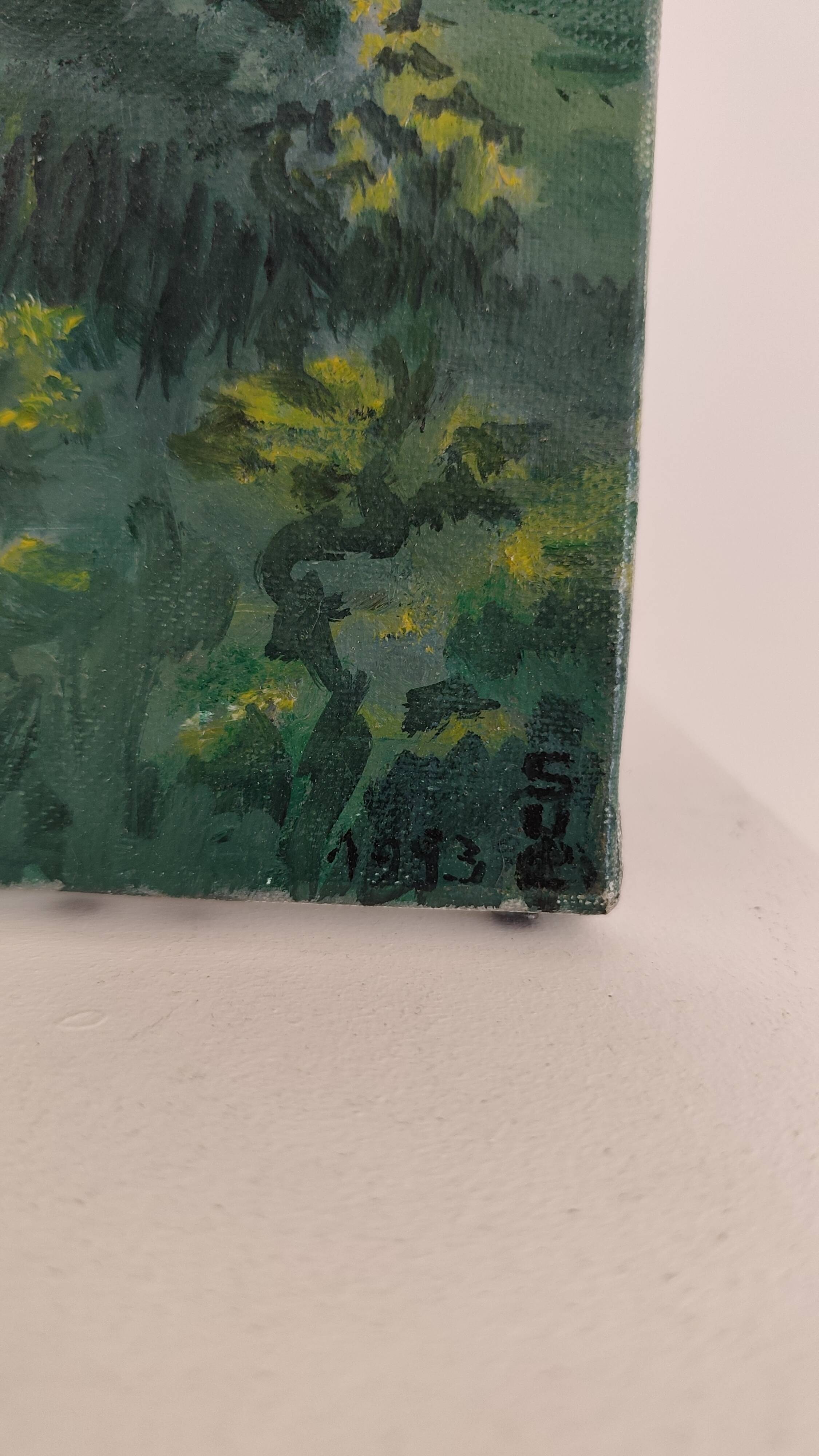 Painting of a horse on vintage old canvas