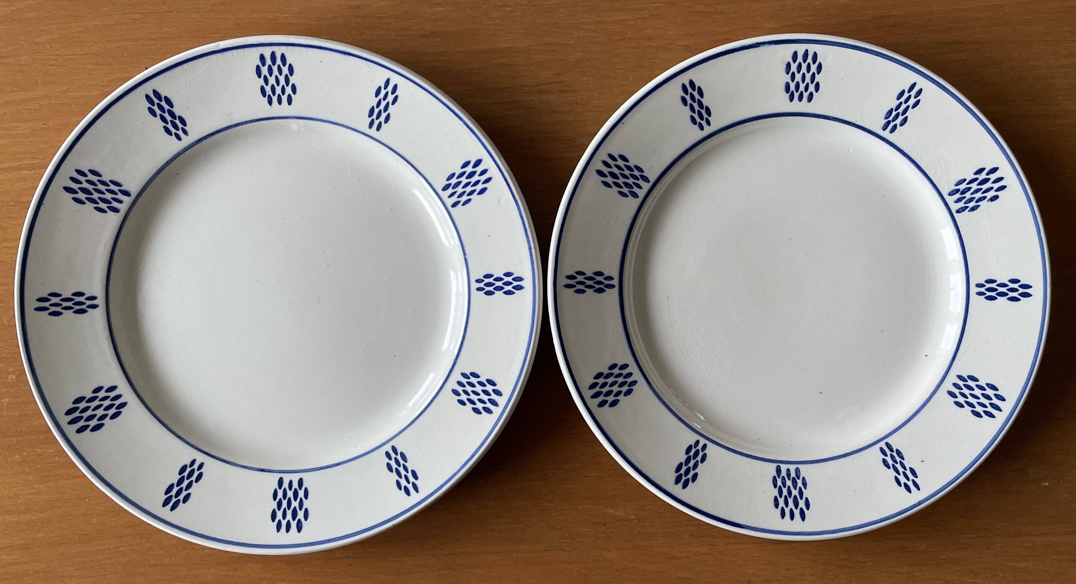 8 old earthenware plates from LUNEVILLE K & G