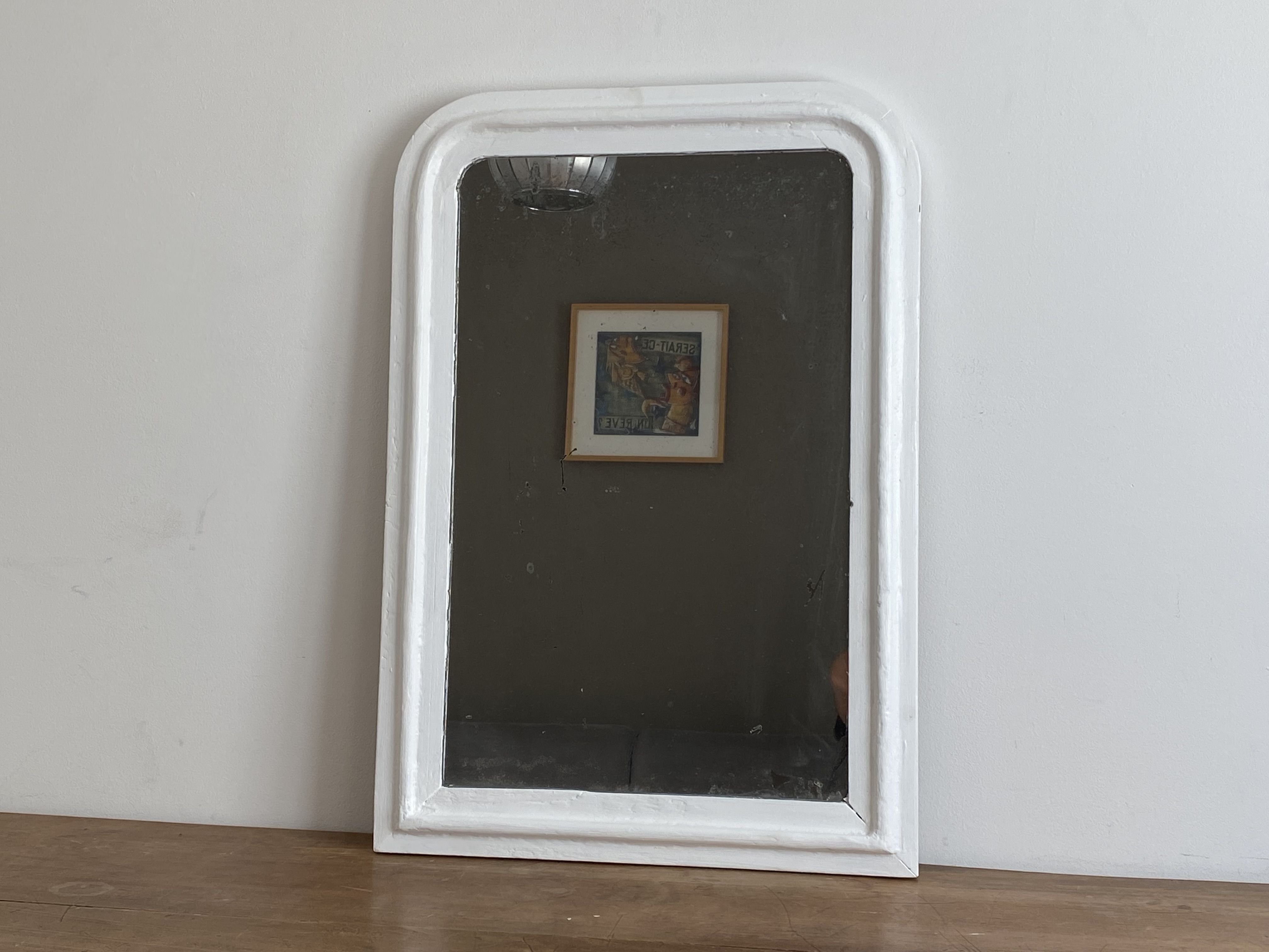 Miroir louis philippe at the end of the 19th century. 80x56. white.