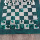 Malachite and white marble chessboard