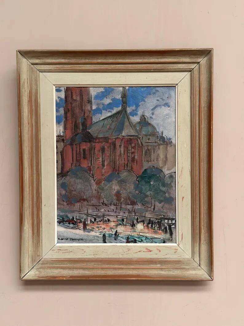 Original Swedish Oil on Panel – “Castle Behind Trees” by K. Gustaf Strandgers – Signed – Vintage & Framed