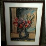 Watercolor "with vase of flowers"