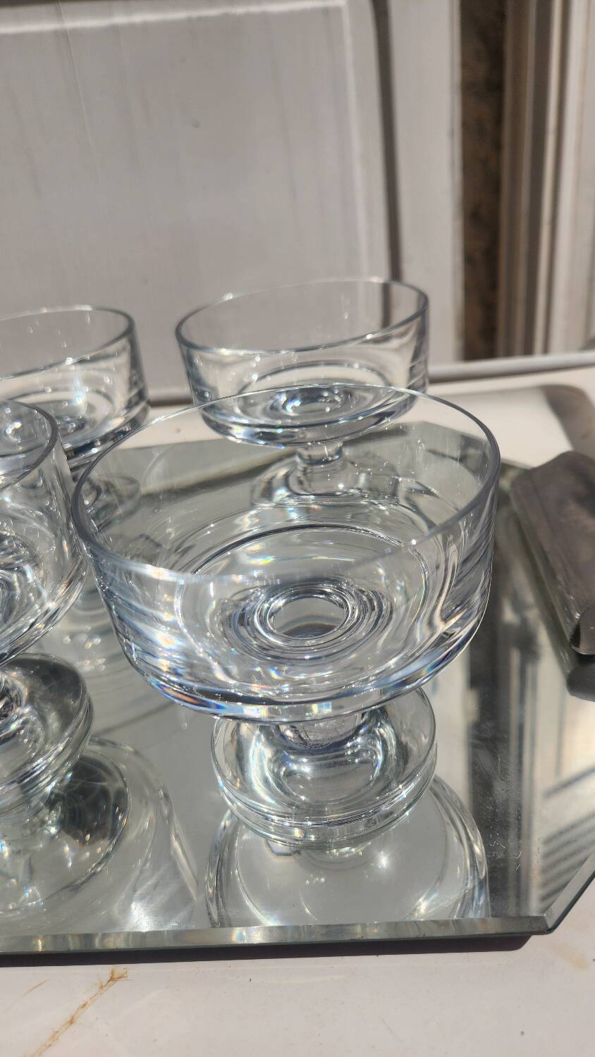 Baccarat crystal champagne coupes, (Haut-Brion model?)