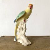 Ceramic parakeet, exotic bird in slip