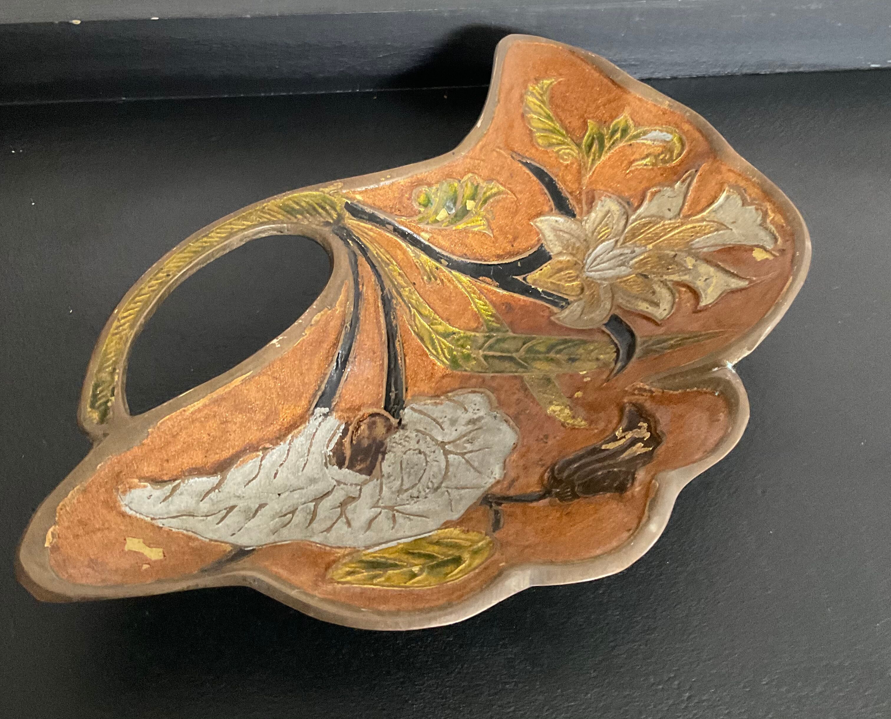 Art nouveau bronze trinket bowl