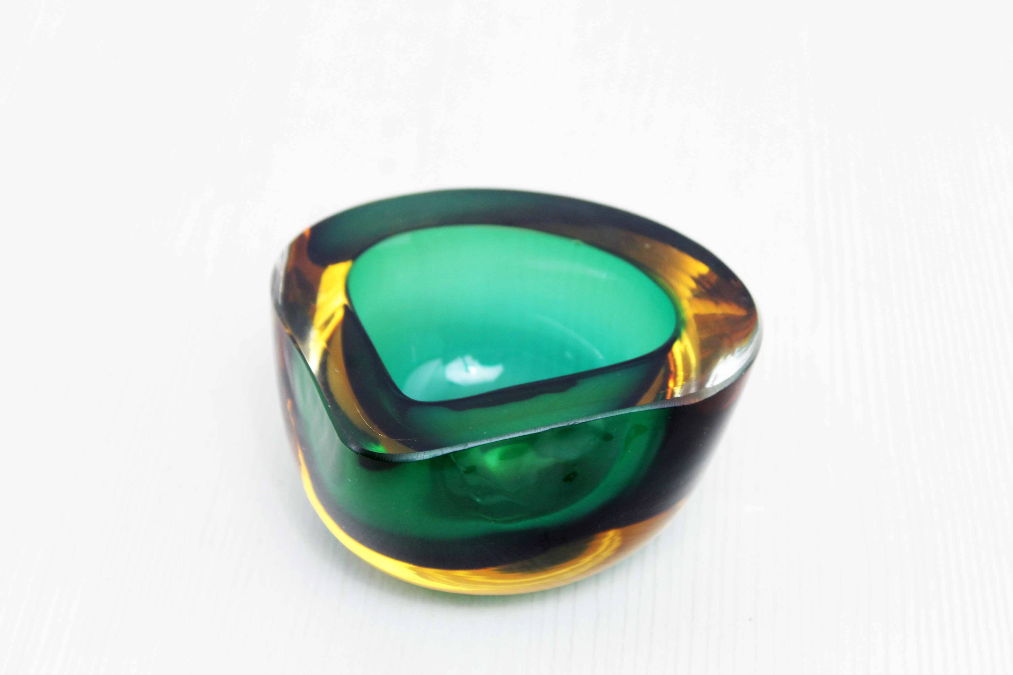 Emerald green Murano glass ashtray