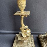 Pair of Napoleon III candle holders - Louis XIV style - Bronze (gilded)