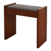 Art Deco Walnut Stool with Leather Seat, Belgium ca. 1925