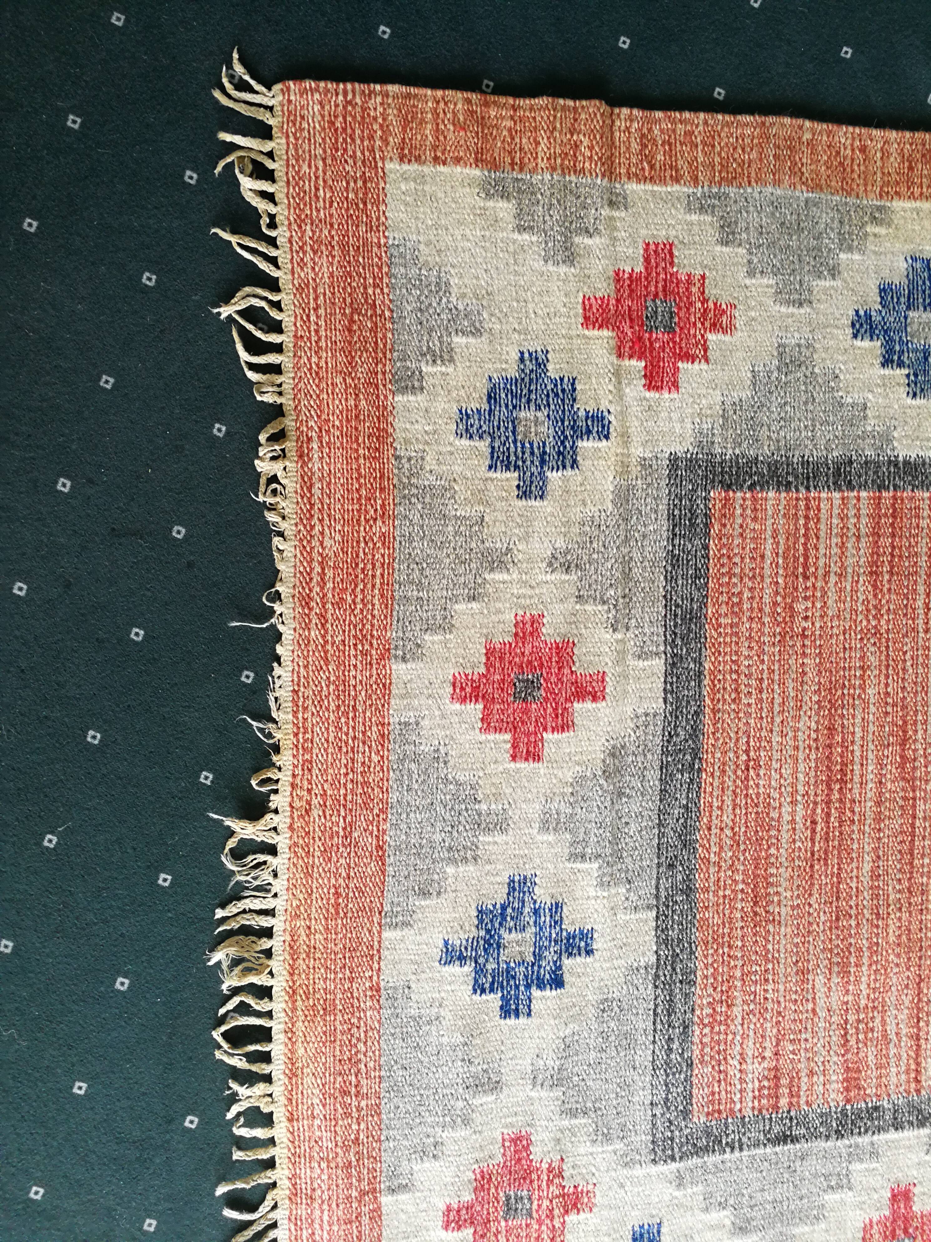 Scandinavian mid-century rug, signed 200 x 132 cm