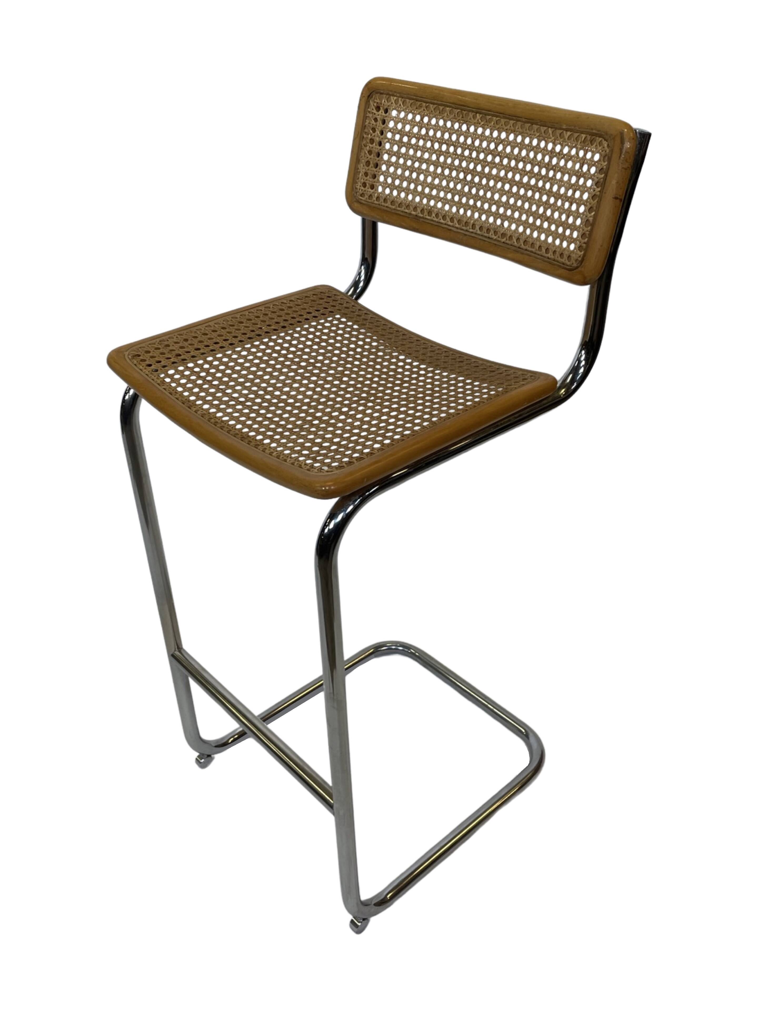 Vintage Cesca Design Bar Stools 80's design in chrome set of four