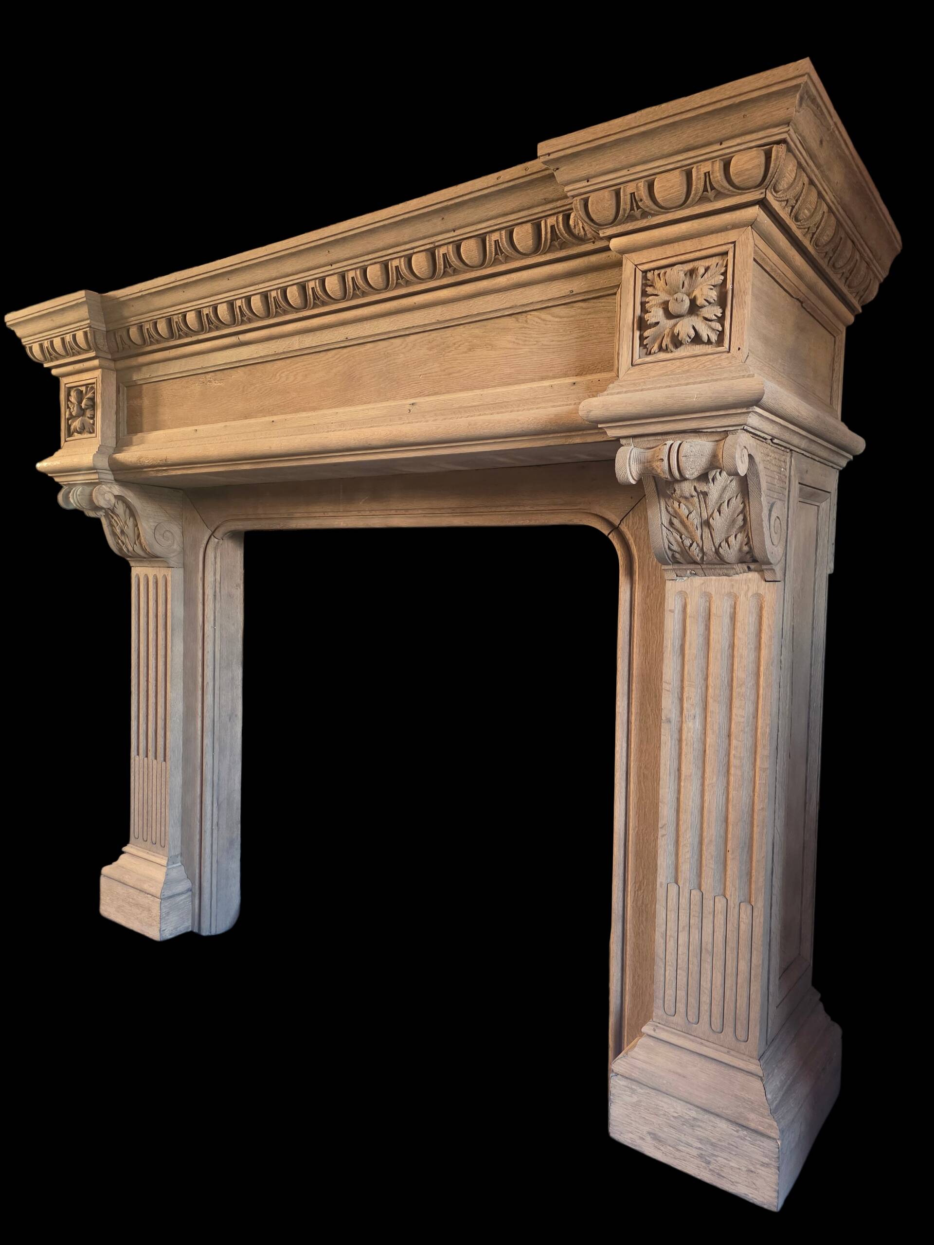 19th-century oak castle fireplace