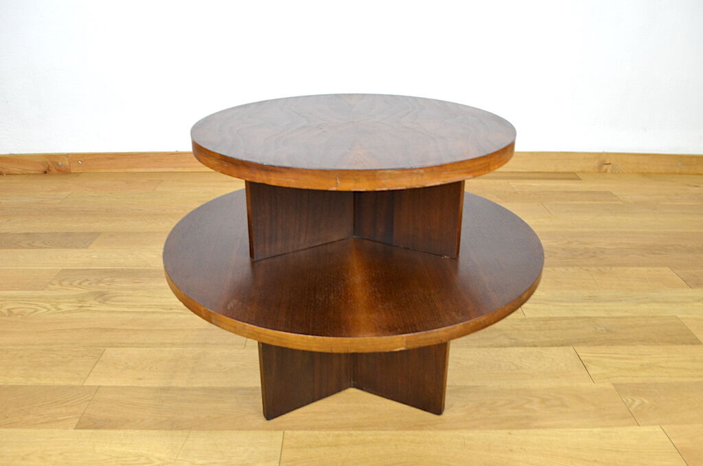 Art-Deco pedestal table in walnut 1940