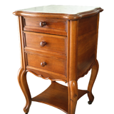 Table de chevet style Régence en noyer et marbre