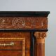 Antique walnut burl commode with marble top, Italy, 20th century.
