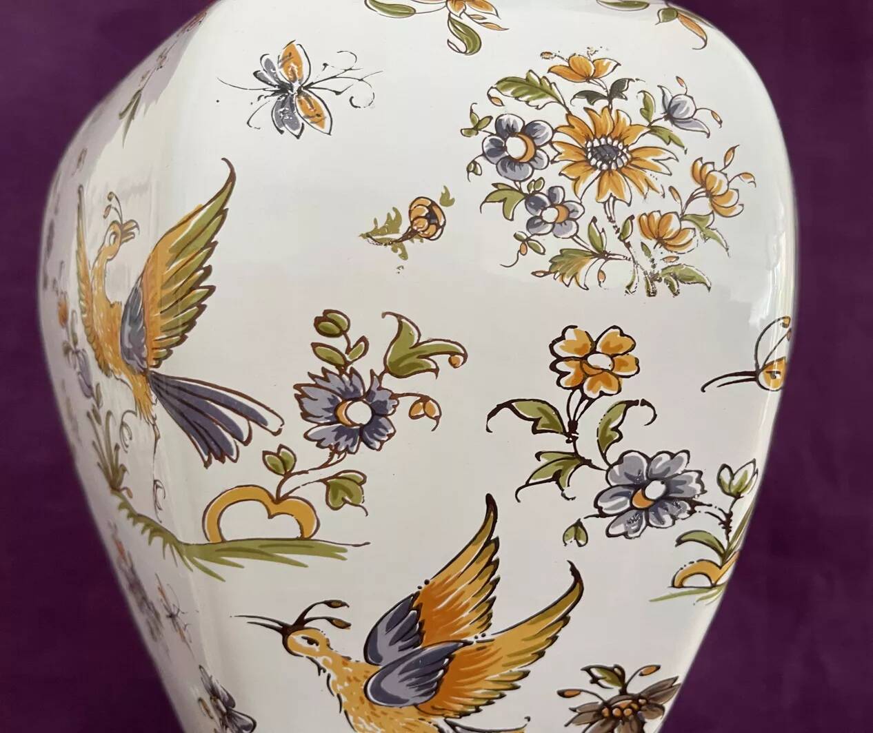 Moustiers earthenware vase, 40 cm