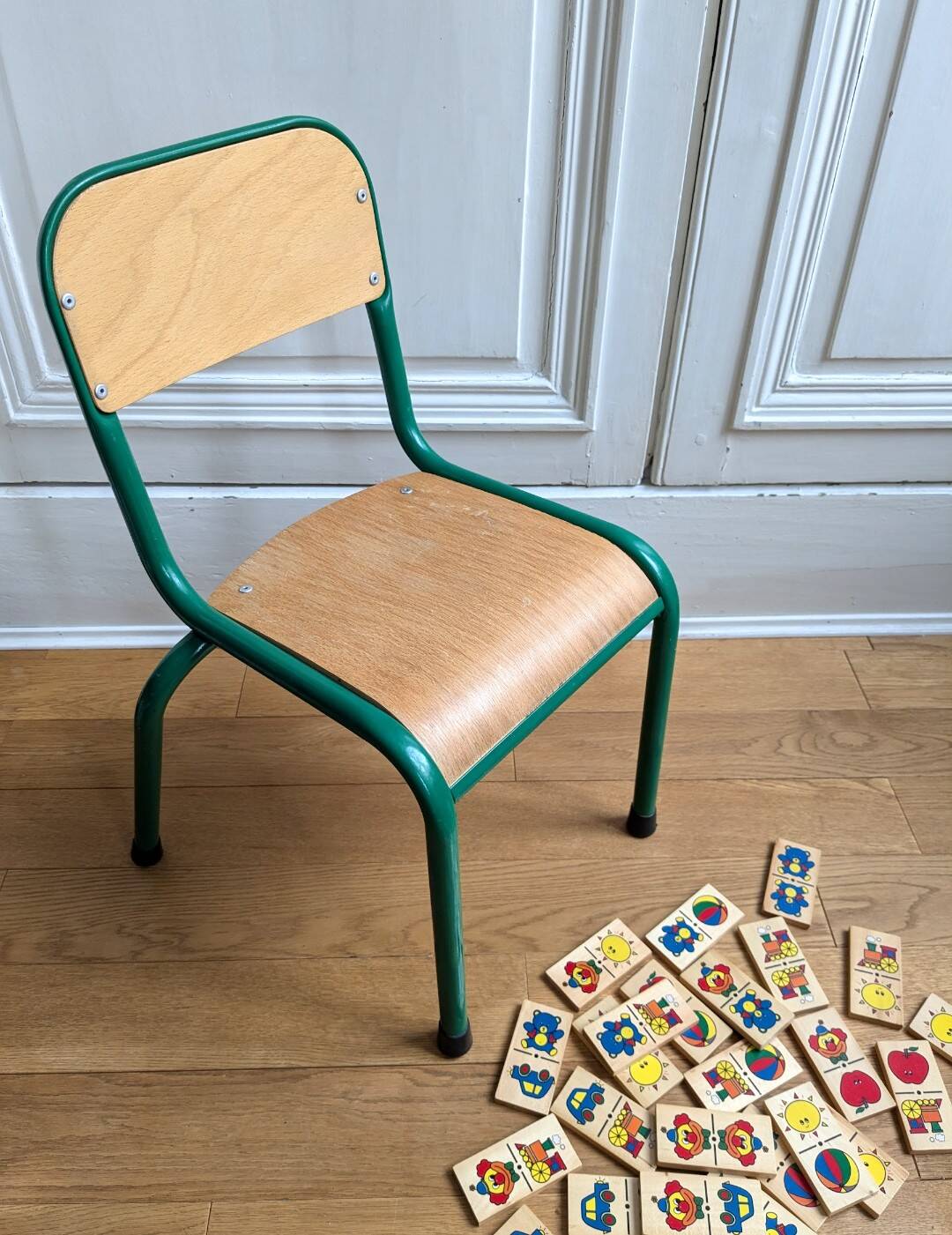 Vintage green school chair