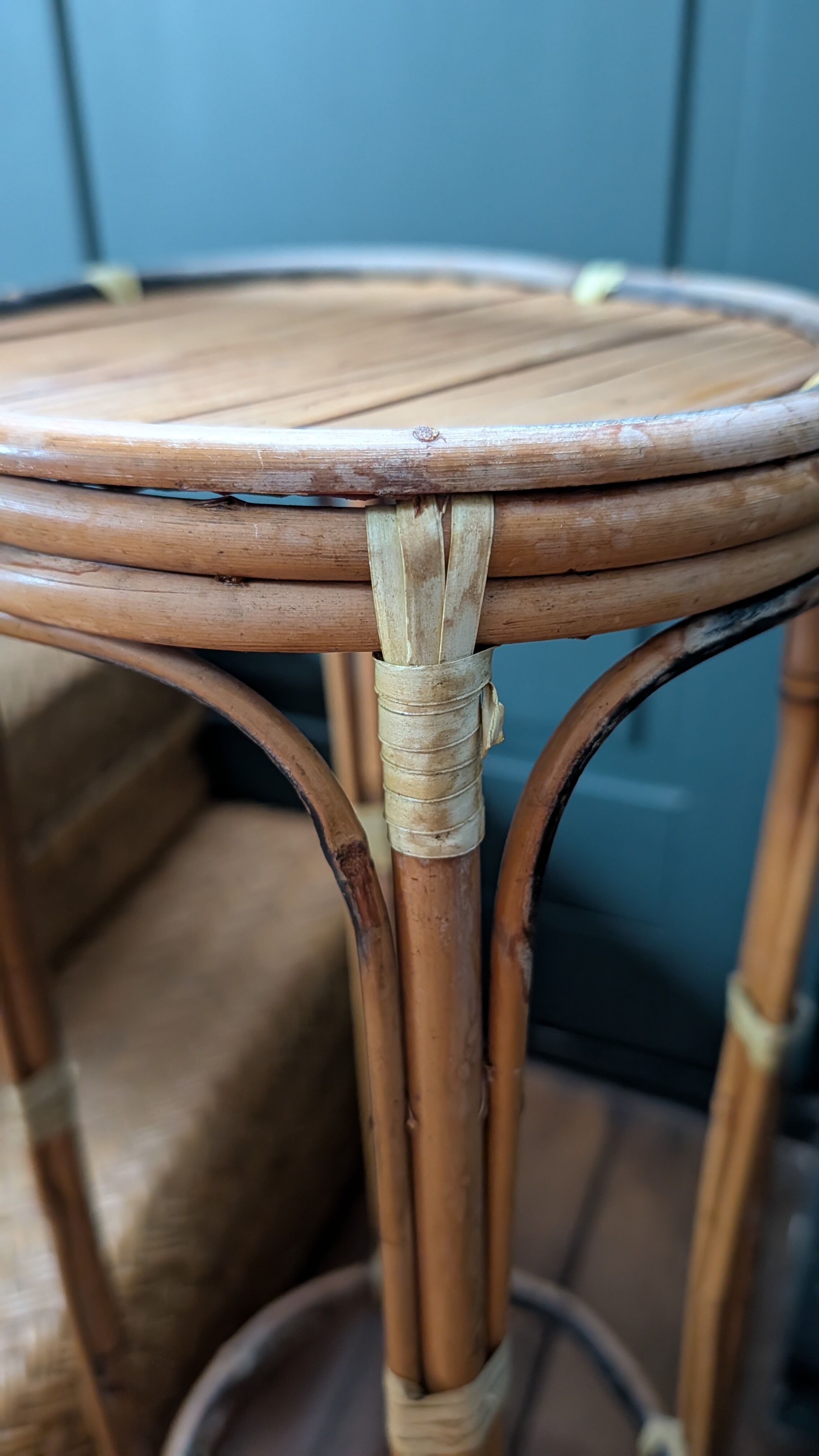 Selette plant stand in rattan and bamboo — 1960s/1970s