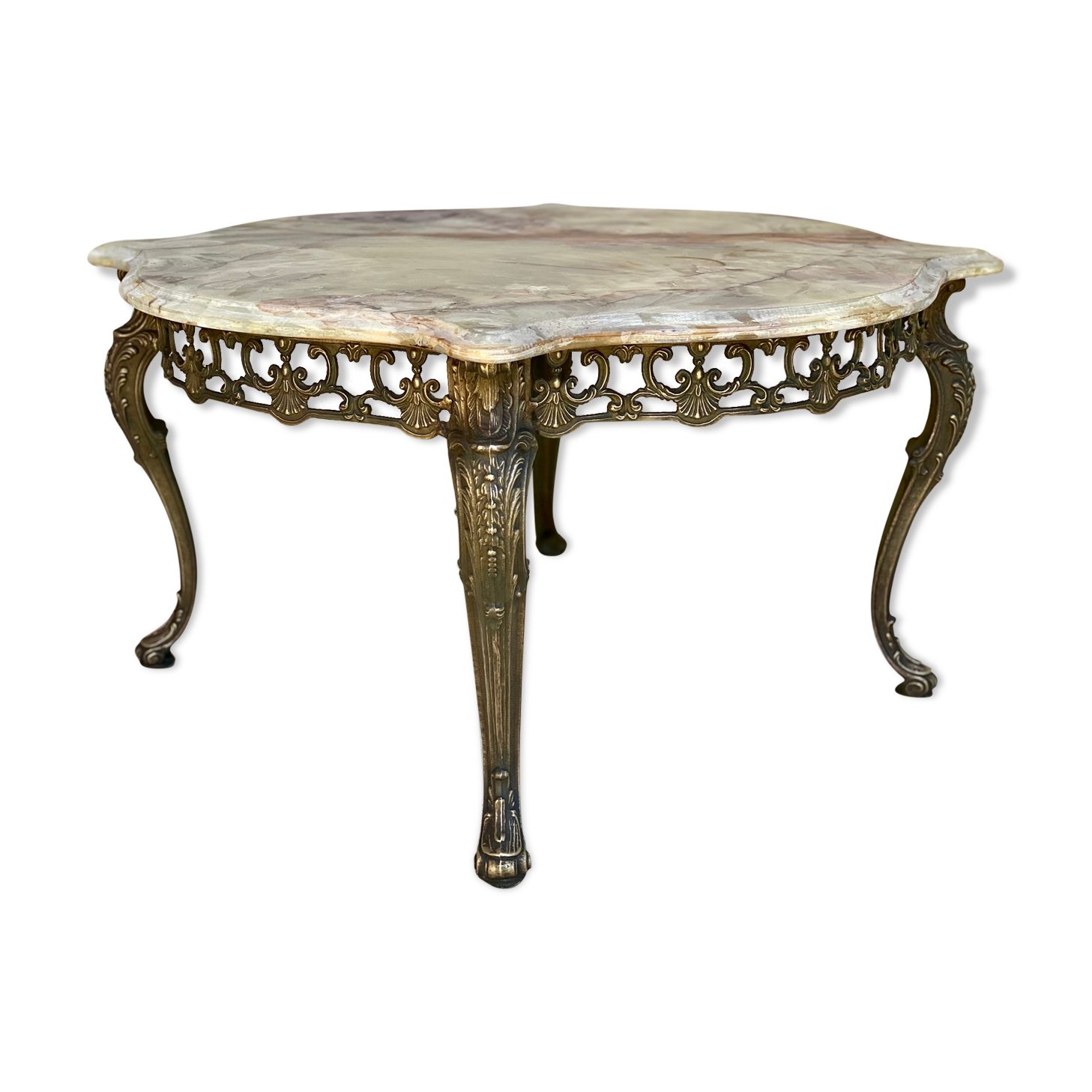 Brass and marble coffee table