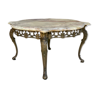 Brass and marble coffee table