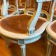 6 chaises 2 fauteuils en cannage, de style L.XVI , peint vert clair