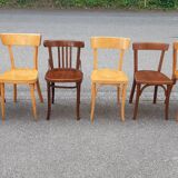 Set of 6 vintage mismatched bistro chairs