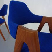 Set of Compass Chairs in Teak and Kvadrat Hallingdal 65 by Kai Kristiansen for Schou Andersen, 1960s