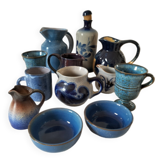 Vaisselle grès tons bleus