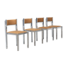 Quatre chaises chrome cubistes Cidue Italie design 1970