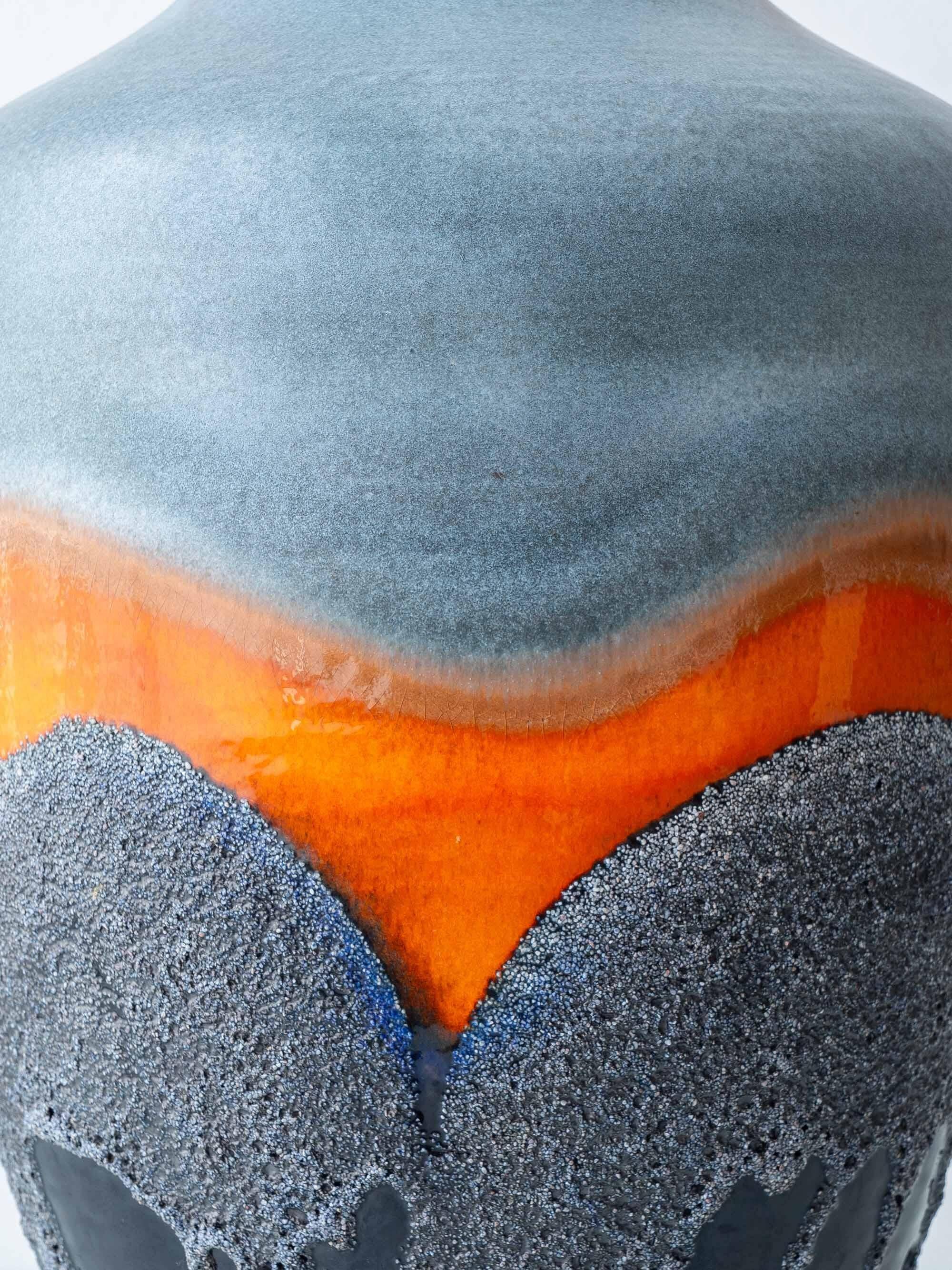 XXL Mid-Century Modern grey and orange ceramic table lamp Carstens Tönnieshof