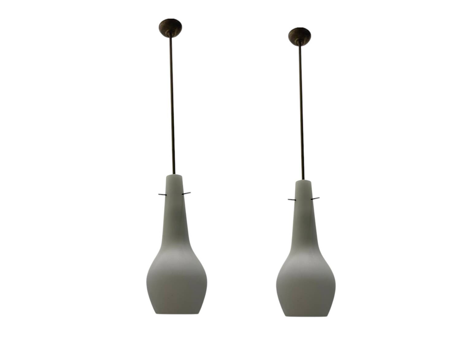 Bronze Opaline Glass Light Pendants Set of 2 1950’s