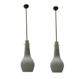Bronze Opaline Glass Light Pendants Set of 2 1950’s