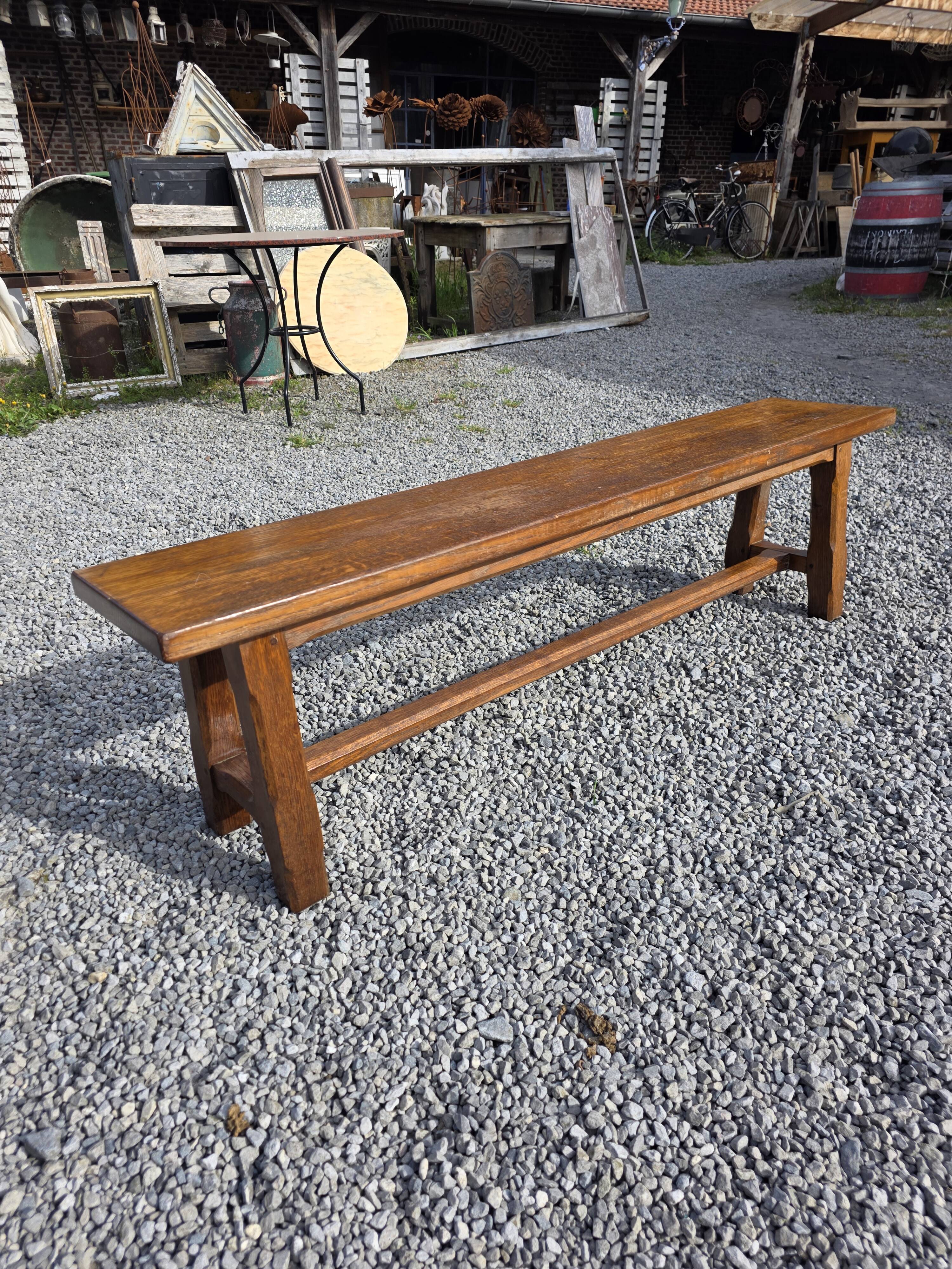 Solid oak farmhouse bench, 160cm in length.