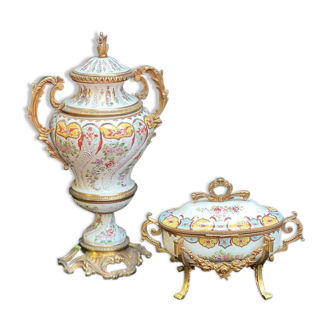 Vase et coffret Art chinois en Porcelaine et Bronze 20ème siècle
