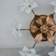 Petite vintage Murano ceiling light white flowers, 1970s