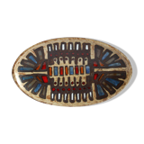 Abstract Brutalist Ceramic Centerpiece Plate by Perignem, Belgium, 1960s.