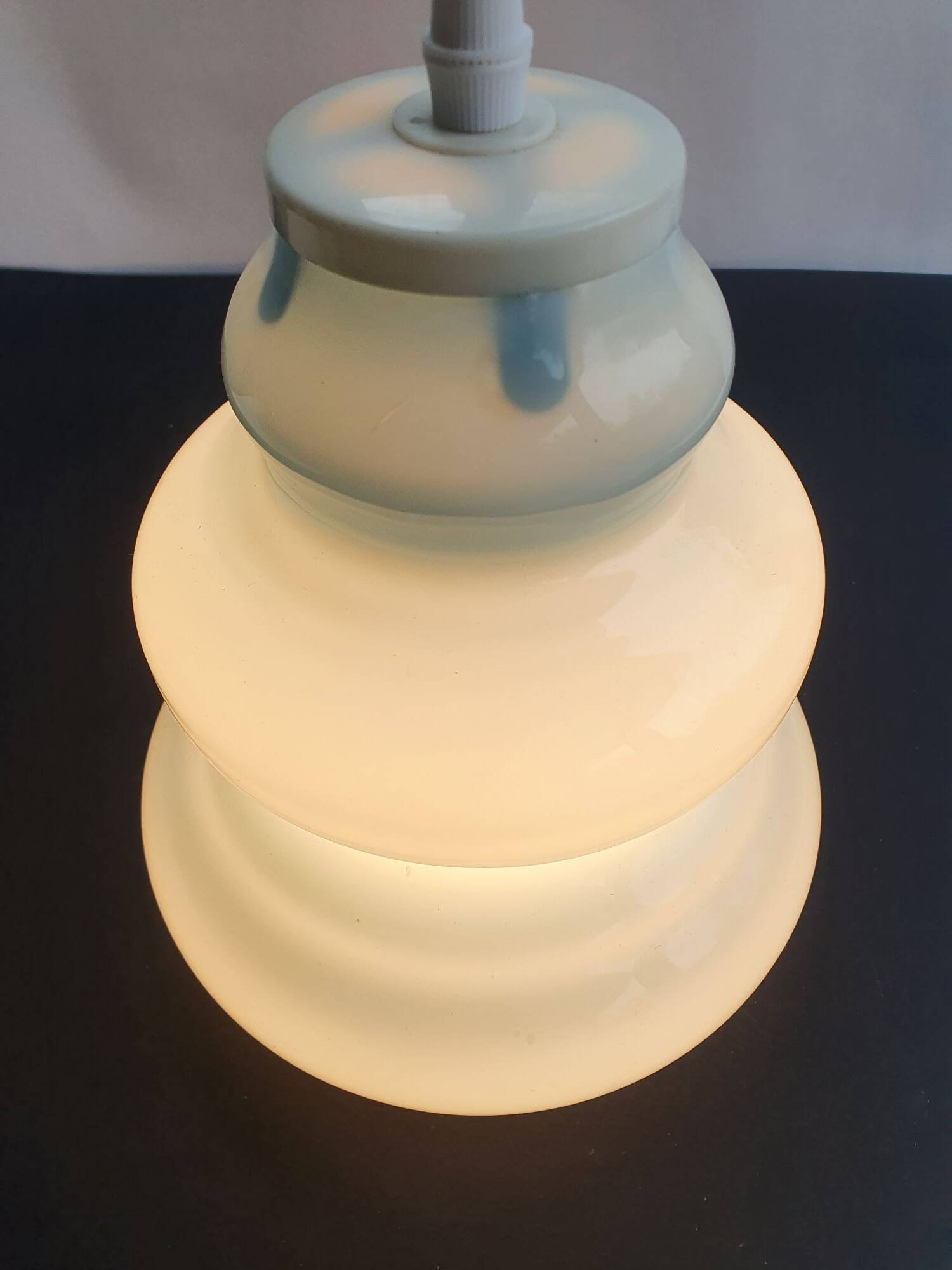 Vintage blue opaline glass pendant light